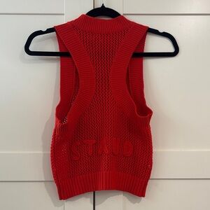 Staud Red Inlet Cropped Knit Tank Top, XS